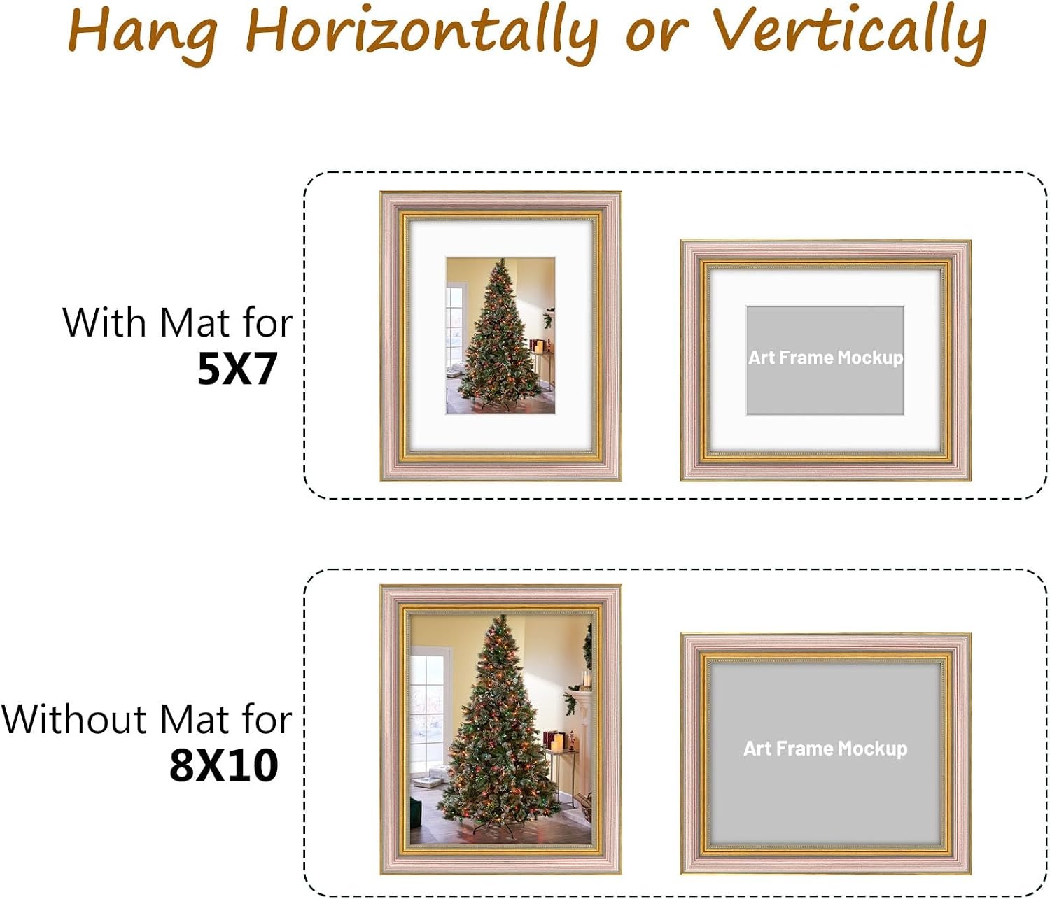 image:imageGolden State Art8x10 Ornate Picture Frame Holds 5x7 PhotoVintage Gold  Includes easel backreal glass frontwhite matbuildin hangers8x10 Decorative photo frame matted to 5x7Desktopwall mountPurple Gold