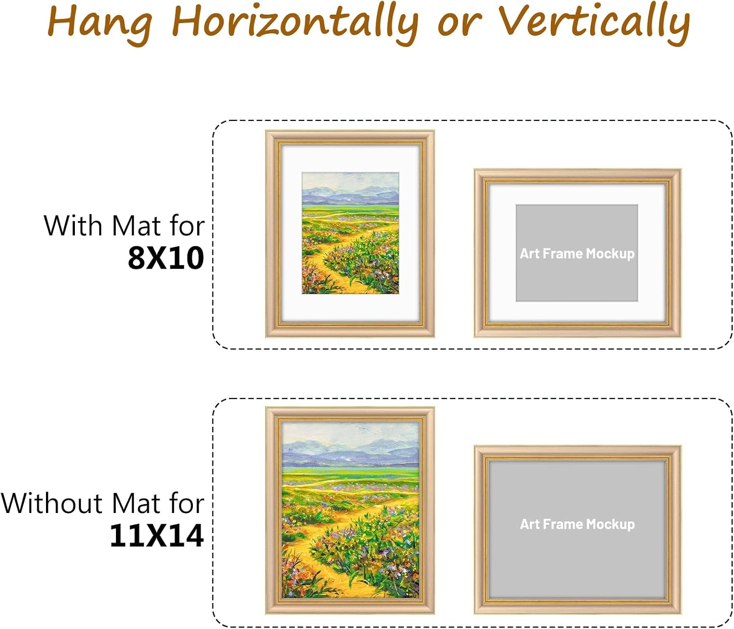image:imageGolden State Art8x10 Ornate Picture Frame Holds 5x7 PhotoVintage Gold  Includes easel backreal glass frontwhite matbuildin hangers8x10 Decorative photo frame matted to 5x7Desktopwall mountChampagne Gold