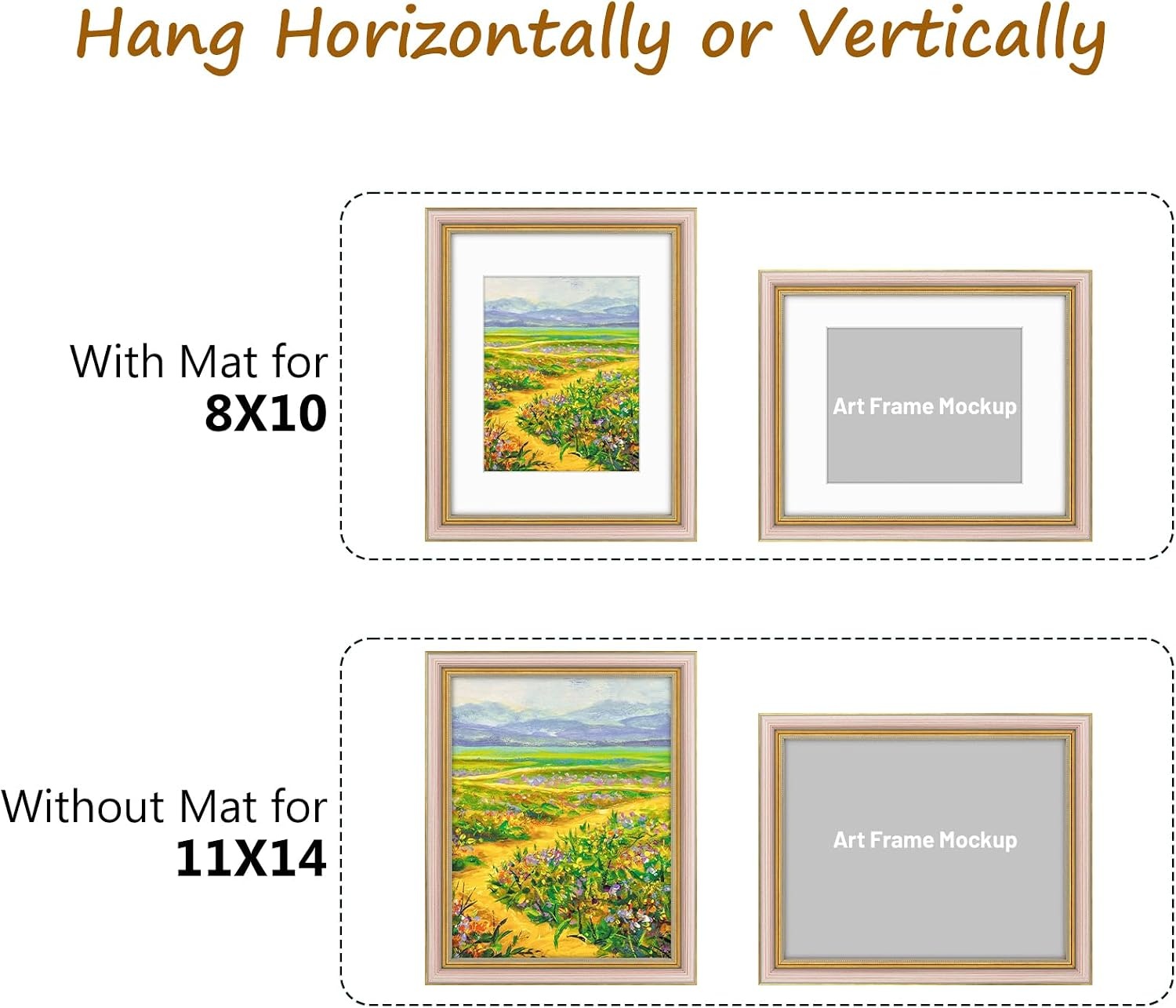 image:imageGolden State Art8x10 Ornate Picture Frame Holds 5x7 PhotoVintage Gold  Includes easel backreal glass frontwhite matbuildin hangers8x10 Decorative photo frame matted to 5x7Desktopwall mountPurple Gold