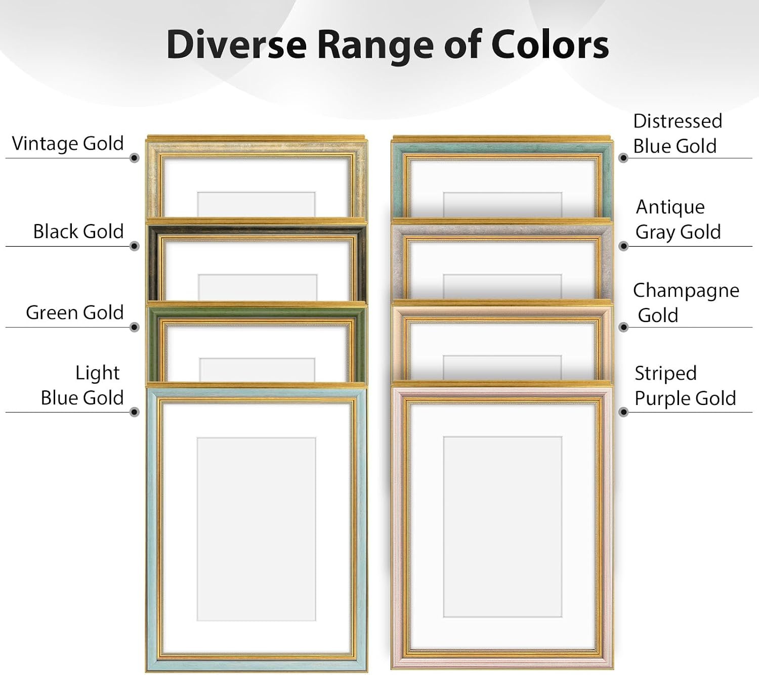 image:imageGolden State Art8x10 Ornate Picture Frame Holds 5x7 PhotoVintage Gold  Includes easel backreal glass frontwhite matbuildin hangers8x10 Decorative photo frame matted to 5x7Desktopwall mountGreen Gold