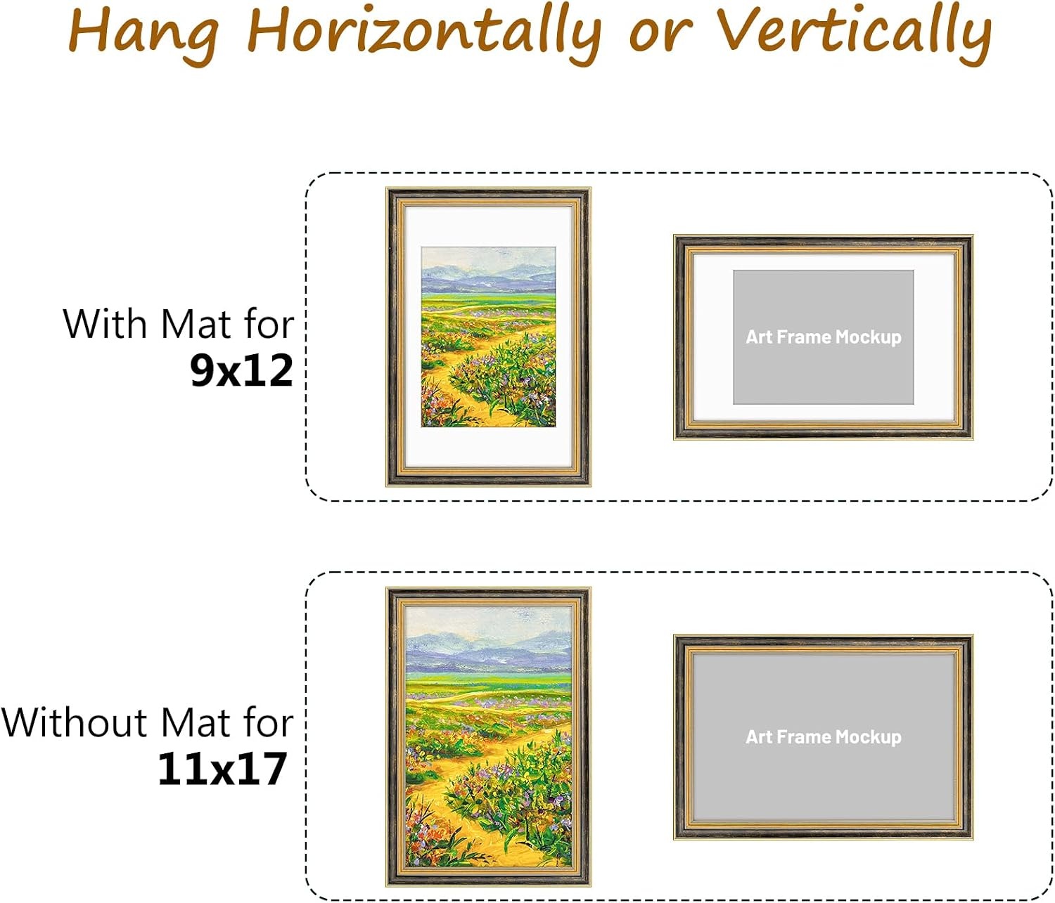 image:imageGolden State Art8x10 Ornate Picture Frame Holds 5x7 PhotoVintage Gold  Includes easel backreal glass frontwhite matbuildin hangers8x10 Decorative photo frame matted to 5x7Desktopwall mountBlack Gold
