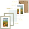 image:imageGolden State Art12x16 Ornate Picture Frame Holds 8x12 PhotoBlack Gold  Includes HD plexiglass frontwhite matbuildin hangers and buttons12x16 Decorative photo frame matted to 8x12Wall mountBlue Gold