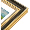 image:imageGolden State Art12x16 Ornate Picture Frame Holds 8x12 PhotoBlack Gold  Includes HD plexiglass frontwhite matbuildin hangers and buttons12x16 Decorative photo frame matted to 8x12Wall mountBlack Gold