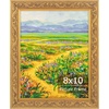 image:imageGolden State Art8x10 Ornate Picture Frame Holds 5x7 PhotoVintage Gold  Includes easel backreal glass frontwhite mat8x10 Decorative photo frame matted to 5x7Desktopwall mountEmbossed designVintage Gold