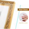 image:imageGolden State Art8x10 Ornate Picture Frame Holds 5x7 PhotoVintage Gold  Includes easel backreal glass frontwhite mat8x10 Decorative photo frame matted to 5x7Desktopwall mountEmbossed designVintage Gold