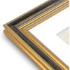 image:imageGolden State Art8x10 Ornate Picture Frame Holds 5x7 PhotoVintage Gold  Includes easel backreal glass frontwhite matbuildin hangers8x10 Decorative photo frame matted to 5x7Desktopwall mountBlack Gold
