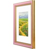 image:imageGolden State Art8x10 Ornate Picture Frame Holds 5x7 PhotoVintage Gold  Includes easel backreal glass frontwhite matbuildin hangers8x10 Decorative photo frame matted to 5x7Desktopwall mountPink Gold