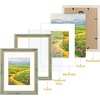 image:imageGolden State Art8x10 Ornate Picture Frame Holds 5x7 PhotoVintage Gold  Includes easel backreal glass frontwhite matbuildin hangers8x10 Decorative photo frame matted to 5x7Desktopwall mountDistressed Blue Gold