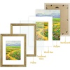 image:imageGolden State Art8x10 Ornate Picture Frame Holds 5x7 PhotoVintage Gold  Includes easel backreal glass frontwhite matbuildin hangers8x10 Decorative photo frame matted to 5x7Desktopwall mountVintage Gold