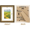 image:imageGolden State Art8x10 Ornate Picture Frame Holds 5x7 PhotoVintage Gold  Includes easel backreal glass frontwhite matbuildin hangers8x10 Decorative photo frame matted to 5x7Desktopwall mountBrown Gold