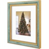 image:imageGolden State Art8x10 Ornate Picture Frame Holds 5x7 PhotoVintage Gold  Includes easel backreal glass frontwhite matbuildin hangers8x10 Decorative photo frame matted to 5x7Desktopwall mountDistressed Blue Gold