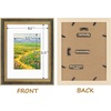 image:imageGolden State Art8x10 Ornate Picture Frame Holds 5x7 PhotoVintage Gold  Includes easel backreal glass frontwhite matbuildin hangers8x10 Decorative photo frame matted to 5x7Desktopwall mountBlack Gold