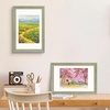 image:imageGolden State Art8x10 Ornate Picture Frame Holds 5x7 PhotoVintage Gold  Includes easel backreal glass frontwhite matbuildin hangers8x10 Decorative photo frame matted to 5x7Desktopwall mountDistressed Blue Gold