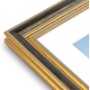 image:imageGolden State Art8x10 Ornate Picture Frame Holds 5x7 PhotoVintage Gold  Includes easel backreal glass frontwhite matbuildin hangers8x10 Decorative photo frame matted to 5x7Desktopwall mountBlack Gold
