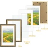 image:imageGolden State Art8x10 Ornate Picture Frame Holds 5x7 PhotoVintage Gold  Includes easel backreal glass frontwhite matbuildin hangers8x10 Decorative photo frame matted to 5x7Desktopwall mountBlack Gold
