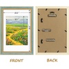 image:imageGolden State Art8x10 Ornate Picture Frame Holds 5x7 PhotoVintage Gold  Includes easel backreal glass frontwhite matbuildin hangers8x10 Decorative photo frame matted to 5x7Desktopwall mountDistressed Blue Gold