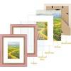 image:imageGolden State Art8x10 Ornate Picture Frame Holds 5x7 PhotoVintage Gold  Includes easel backreal glass frontwhite matbuildin hangers8x10 Decorative photo frame matted to 5x7Desktopwall mountPink Gold