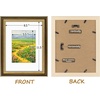 image:imageGolden State Art8x10 Ornate Picture Frame Holds 5x7 PhotoVintage Gold  Includes easel backreal glass frontwhite matbuildin hangers8x10 Decorative photo frame matted to 5x7Desktopwall mountBrown Gold
