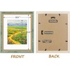 image:imageGolden State Art8x10 Ornate Picture Frame Holds 5x7 PhotoVintage Gold  Includes easel backreal glass frontwhite matbuildin hangers8x10 Decorative photo frame matted to 5x7Desktopwall mountDistressed Blue Gold