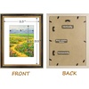 image:imageGolden State Art8x10 Ornate Picture Frame Holds 5x7 PhotoVintage Gold  Includes easel backreal glass frontwhite matbuildin hangers8x10 Decorative photo frame matted to 5x7Desktopwall mountBlack Gold