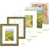 image:imageGolden State Art8x10 Ornate Picture Frame Holds 5x7 PhotoVintage Gold  Includes easel backreal glass frontwhite matbuildin hangers8x10 Decorative photo frame matted to 5x7Desktopwall mountGreen Gold