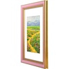 image:imageGolden State Art8x10 Ornate Picture Frame Holds 5x7 PhotoVintage Gold  Includes easel backreal glass frontwhite matbuildin hangers8x10 Decorative photo frame matted to 5x7Desktopwall mountPink Gold