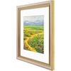 image:imageGolden State Art8x10 Ornate Picture Frame Holds 5x7 PhotoVintage Gold  Includes easel backreal glass frontwhite matbuildin hangers8x10 Decorative photo frame matted to 5x7Desktopwall mountPurple Gold