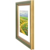 image:imageGolden State Art8x10 Ornate Picture Frame Holds 5x7 PhotoVintage Gold  Includes easel backreal glass frontwhite matbuildin hangers8x10 Decorative photo frame matted to 5x7Desktopwall mountGreen Gold
