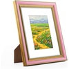 image:imageGolden State Art8x10 Ornate Picture Frame Holds 5x7 PhotoVintage Gold  Includes easel backreal glass frontwhite matbuildin hangers8x10 Decorative photo frame matted to 5x7Desktopwall mountPink Gold