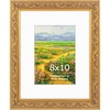 image:imageGolden State Art8x10 Ornate Picture Frame Holds 5x7 PhotoVintage Gold  Includes easel backreal glass frontwhite mat8x10 Decorative photo frame matted to 5x7Desktopwall mountEmbossed designVintage Gold
