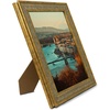 image:imageGolden State Art 13x19 Black amp Silver Photo Frame Mat for 11x17 Real Glass  Removable White Mat Fits 11x17 Picture Art Poster or Print Display Black with Silver amp Burgundy 15 Inch Frame BorderDistressed Gold
