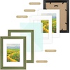 image:imageGolden State Art 13x19 Dark Gold Brown Photo Frame Mat for 11x17 Real Glass  White Color Mat Fits 11x17 Picture Art Poster or Print Display 125 Inch Frame Border Vintage Antique Style Wall HangGreen With Gold Trim