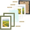 image:imageGolden State Art 13x19 Dark Gold Brown Photo Frame Mat for 11x17 Real Glass  White Color Mat Fits 11x17 Picture Art Poster or Print Display 125 Inch Frame Border Vintage Antique Style Wall HangGreen With Gold Trim