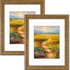 image:imageGolden State Art 2 Pack 11x14 Photo Frame Mat for 8x10 Real Glass  Bronze  White Mat Fits 8x10 Picture Art Poster or Print DisplayOrnate Finish Style 15 Inch Frame Border Wall Mount DisplayBronze Gold