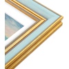 image:imageGolden State Art13x19 Ornate Picture Frame Holds 11x17 PhotoBlack Gold  Includes HD plexiglass frontwhite matbuildin hangers and buttons13x19 Decorative photo frame matted to 11x17Wall mountBlue Gold