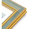 image:imageGolden State Art13x19 Ornate Picture Frame Holds 11x17 PhotoBlack Gold  Includes HD plexiglass frontwhite matbuildin hangers and buttons13x19 Decorative photo frame matted to 11x17Wall mountDistressed Blue Gold