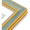 image:imageGolden State Art13x19 Ornate Picture Frame Holds 11x17 PhotoBlack Gold  Includes HD plexiglass frontwhite matbuildin hangers and buttons13x19 Decorative photo frame matted to 11x17Wall mountDistressed Blue Gold