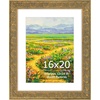 image:imageGolden State Art16x20 Ornate Picture Frame Holds 12x16 PhotoBronze  Includes HD plexiglasswhite matbuildin hangers16x20 Decorative photo frame matted to 12x16Wall mountEmbossed designBronze