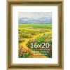 image:imageGolden State Art16x20 Ornate Picture Frame Holds 12x16 PhotoGreen Gold  Includes HD plexiglass frontwhite matbuildin hangers and buttons16x20 Decorative photo frame matted to 12x16Wall mountGreen Gold