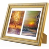 image:imageGolden State Art8x10 Collage Picture Frame Holds Two 4x6 PhotosPink Gold  Includes easel backHD plexiglass frontbuildin hangers and buttonsDesktopwall mount8x10 Decorative photo frame10 PacksVintage Gold