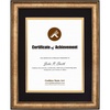 image:imageGolden State Art 11x14 Frame for 85x11 Diploma Dark Gold Color Real Glass  Includes Black Over Gold Double MatFits 85x11 Certificate Document Photo Picture Wall MountAntique Gold