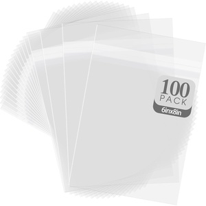 image:image8x8 inches Clear Plastic Sleeves for PhotosResealable Adhesive100 Pack  Clear Bags for Pictures Art Prints Framing Mats Mattes Bag Size 8 14 x 8 14 Inches for 8x8 Mats6x8
