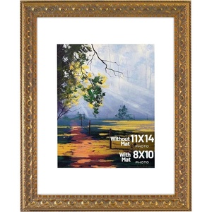 image:imageGolden State Art 11x14 Boho Frame White Mat for 8x10 Picture Antique Gold  Real Glass Fits 8x10 Photo Art Poster or Print Display Finish 125 Inch Frame Border Wall Mount DisplayBronze