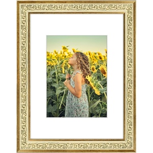 image:imageGolden State Art 11x14 Boho Frame White Mat for 8x10 Picture Antique Gold  Real Glass Fits 8x10 Photo Art Poster or Print Display Finish 125 Inch Frame Border Wall Mount DisplayAntique Gold With Cream