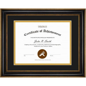 image:imageGolden State Art 11x14 Frame for 85x11 Diploma Dark Gold Color Real Glass  Includes Black Over Gold Double MatFits 85x11 Certificate Document Photo Picture Wall MountBlack With Antique Gold Trim