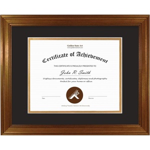 image:imageGolden State Art 11x14 Frame for 85x11 Diploma Dark Gold Color Real Glass  Includes Black Over Gold Double MatFits 85x11 Certificate Document Photo Picture Wall MountDark Gold