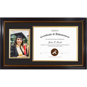 image:imageGolden State Art 11x195 Frame BlackGold Double Mat For 85x11 amp 5x7 Photo  Real Glass Black with Gold Trim and Burgundy Accents 2 Openings Fits 85x11 DocumentCertificate and 5x7 PictureBlack Gold  Burgundy BlackGold Mat