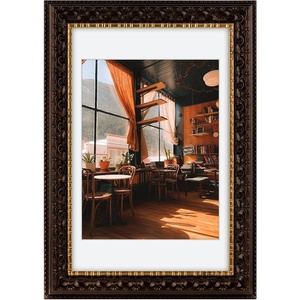 image:imageGolden State Art 13x19 Black amp Silver Photo Frame Mat for 11x17 Real Glass  Removable White Mat Fits 11x17 Picture Art Poster or Print Display Black with Silver amp Burgundy 15 Inch Frame BorderDark Brown With Gold