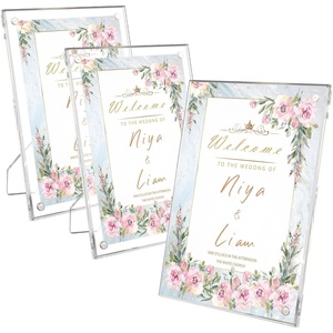 image:imageGolden State Art 3 Pack 4x6 Acrylic Picture Frame with Stand  Frameless Frame with Strong Magnets for Wedding Sign Reception Decoration Photos and Art Display5x7