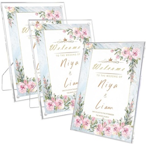 image:imageGolden State Art 3 Pack 4x6 Acrylic Picture Frame with Stand  Frameless Frame with Strong Magnets for Wedding Sign Reception Decoration Photos and Art Display6x8
